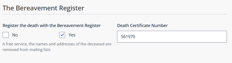 The Bereavement Register